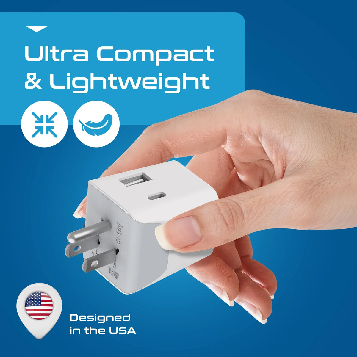 India to USA travel adapter – Type B – 1 USB-A & 1 USB-C – 3 in 1 Plug – CE & RoHS certified - CTUD-5 image 3