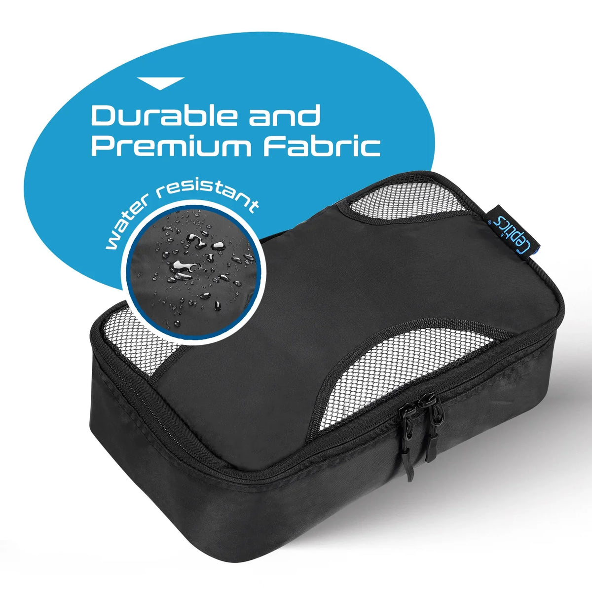 Travel organizer for luggage - Set of 5 cubes - water-resistant fabric - Black - TO-5B image 3