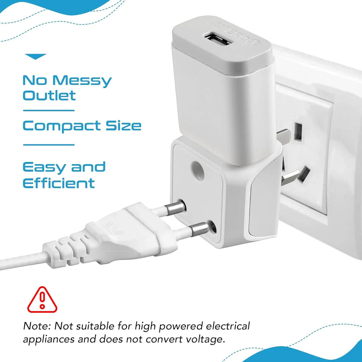 India to Australia travel adapter plug – Type I – 2 in 1 Plug – CE & RoHS certified – 1 Pack - CTD-16 image 3