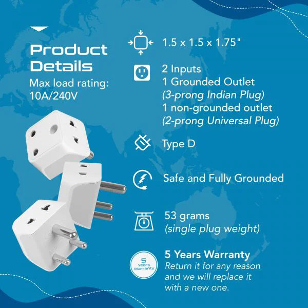 3 Pin Multi Plug Socket - Type D - 2 in 1 Plug - CE & RoHS certified - CTD-10 image 7
