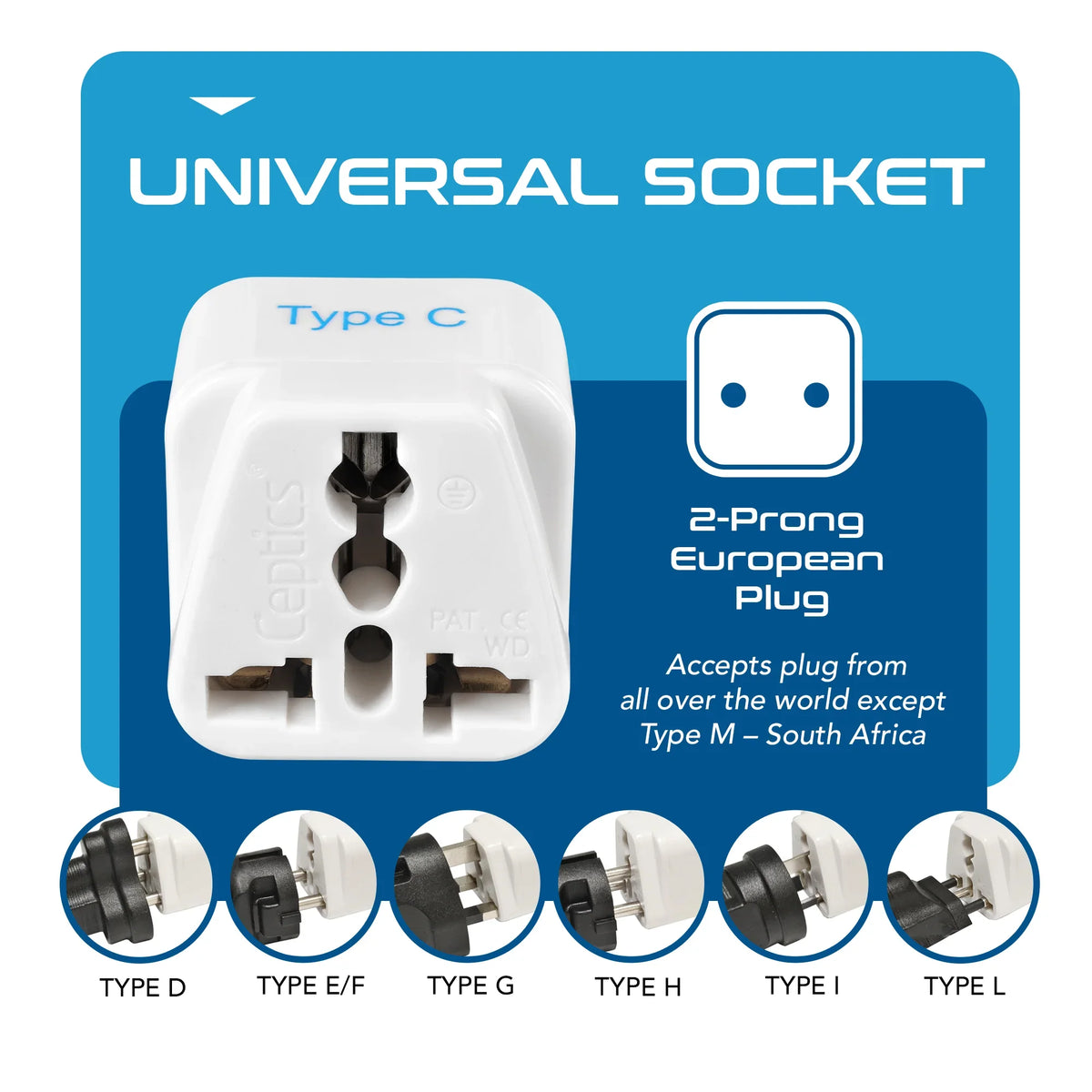 India to Europe travel adapter plug – Type C – CE & RoHS certified - GP-9C image 4