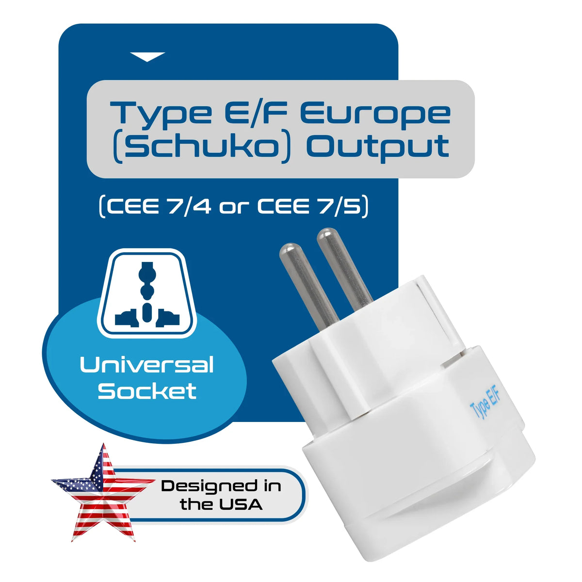 India to Europe travel adapter plug – Type E/F – CE & RoHS certified - GP-9 image 2