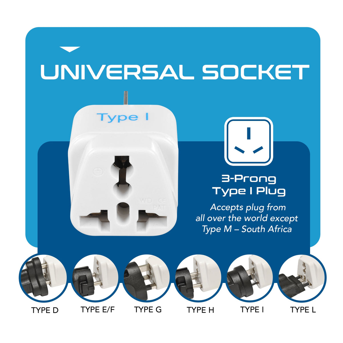 Australia, China travel adapter – Type I – CE & RoHS certified - GP-16 image 2