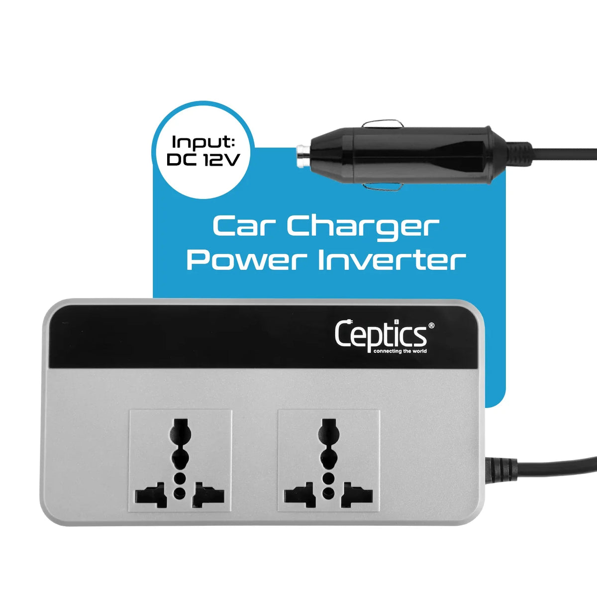 200W car inverter – 2 AC outlets & 2 USB-A & 2 USB-C QC3.0 18W – Cigarette lighter plug – CE & FCC certified - PI-200A3U image 1