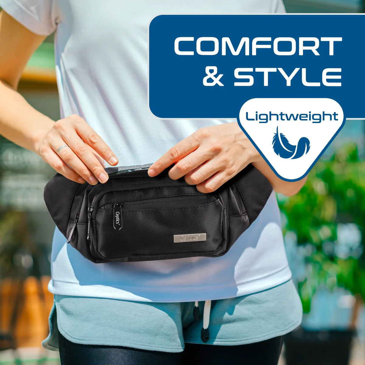 Waist bag for travel - 4 different size pockets - Water resistant and RFID safe - Black - WB-4B image 6
