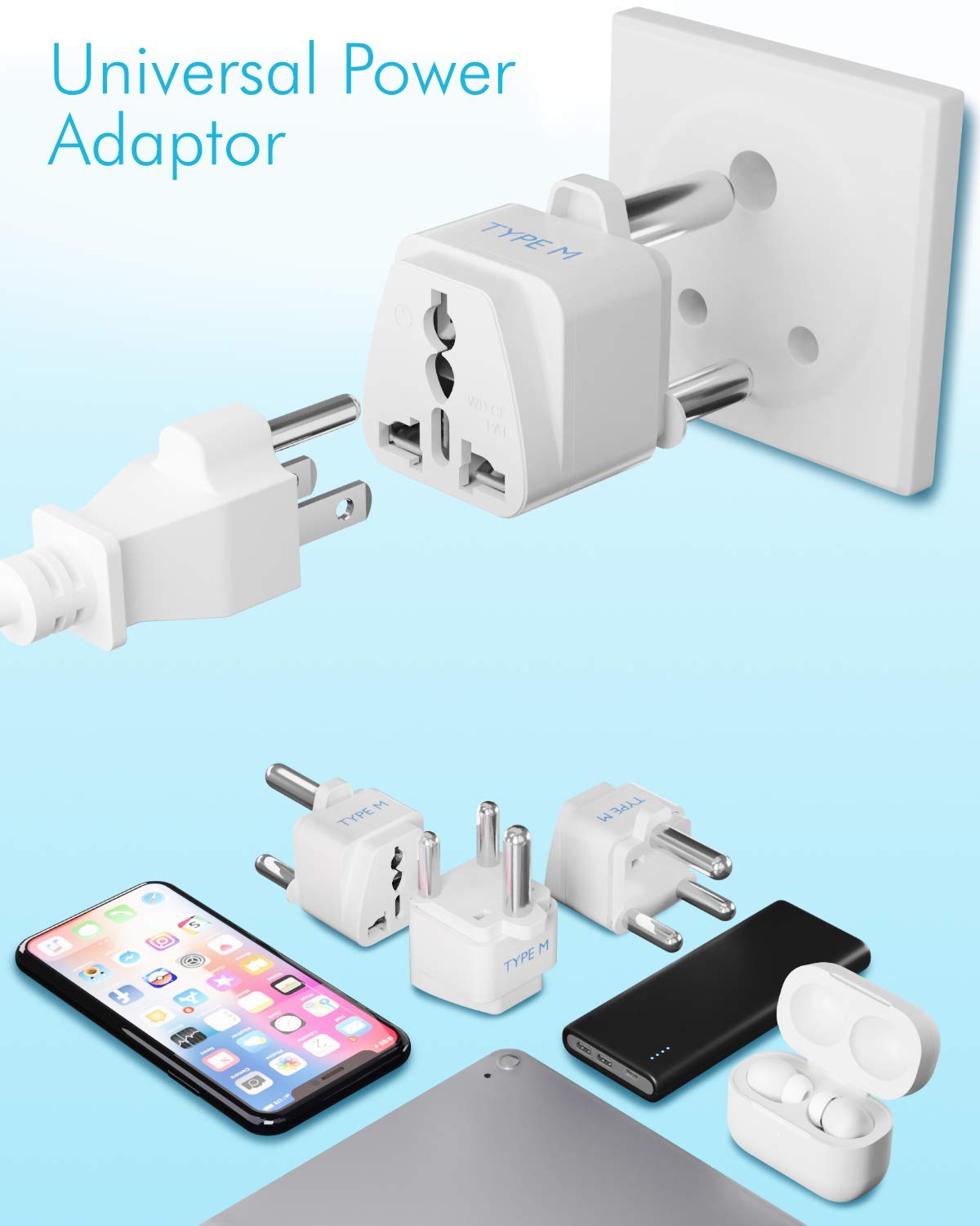 South Africa travel adapter – Type M – CE & RoHS certified - GP-10L