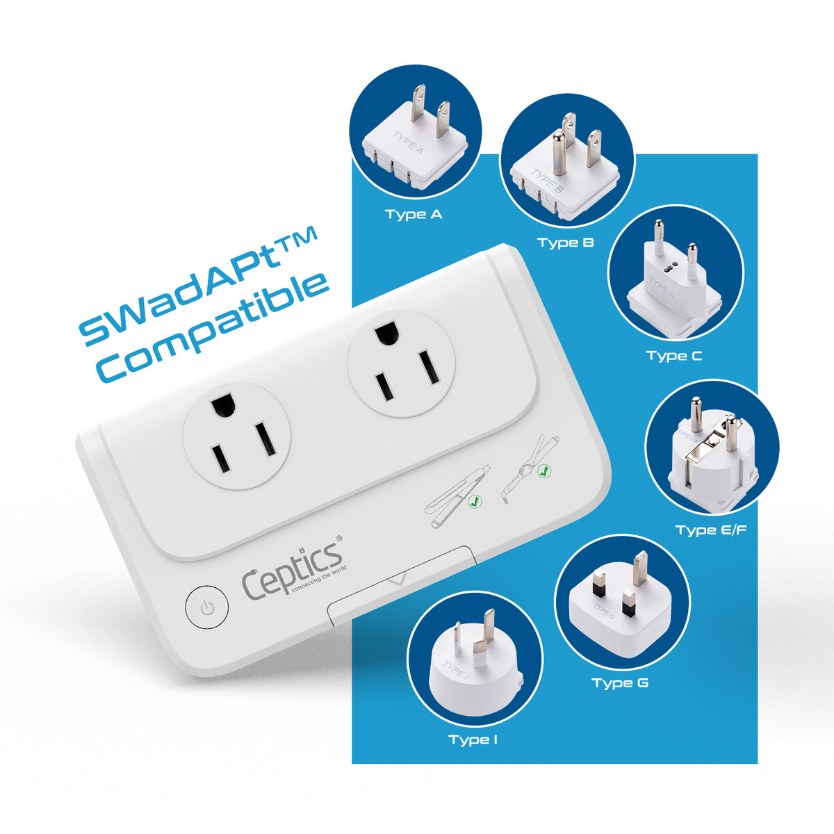 230W Travel Voltage Converter - 2 Outlets + 1 USB C + 3 USB A QC 3.0 - 220V to 110V (PU-200X-WS)