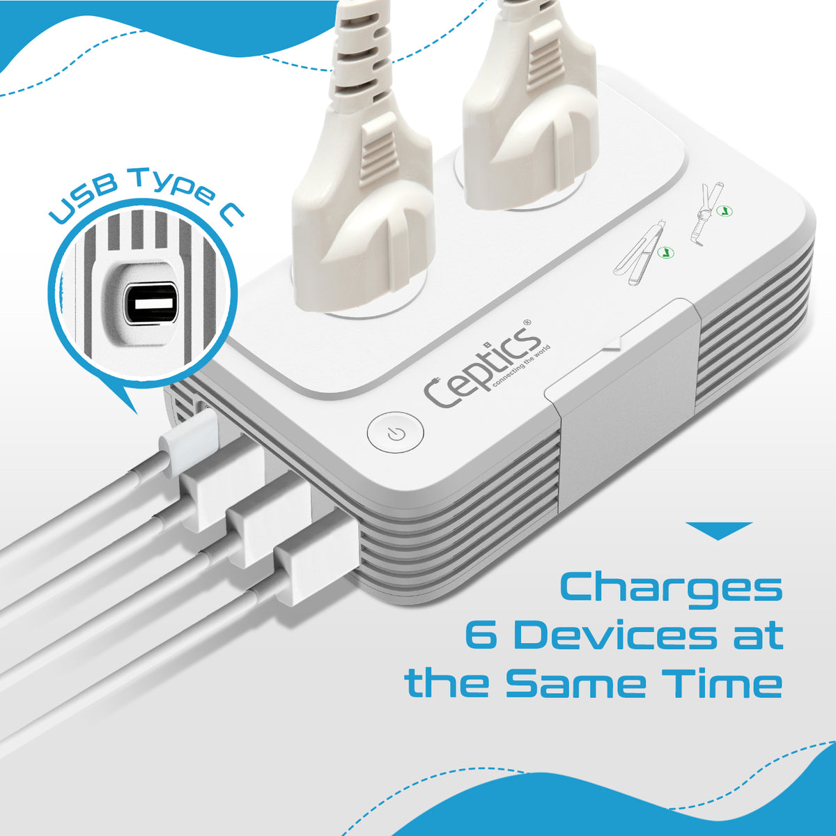 230W Travel Voltage Converter - 2 Outlets + 1 USB C + 3 USB A QC 3.0 - 220V to 110V (PU-200X-WS)