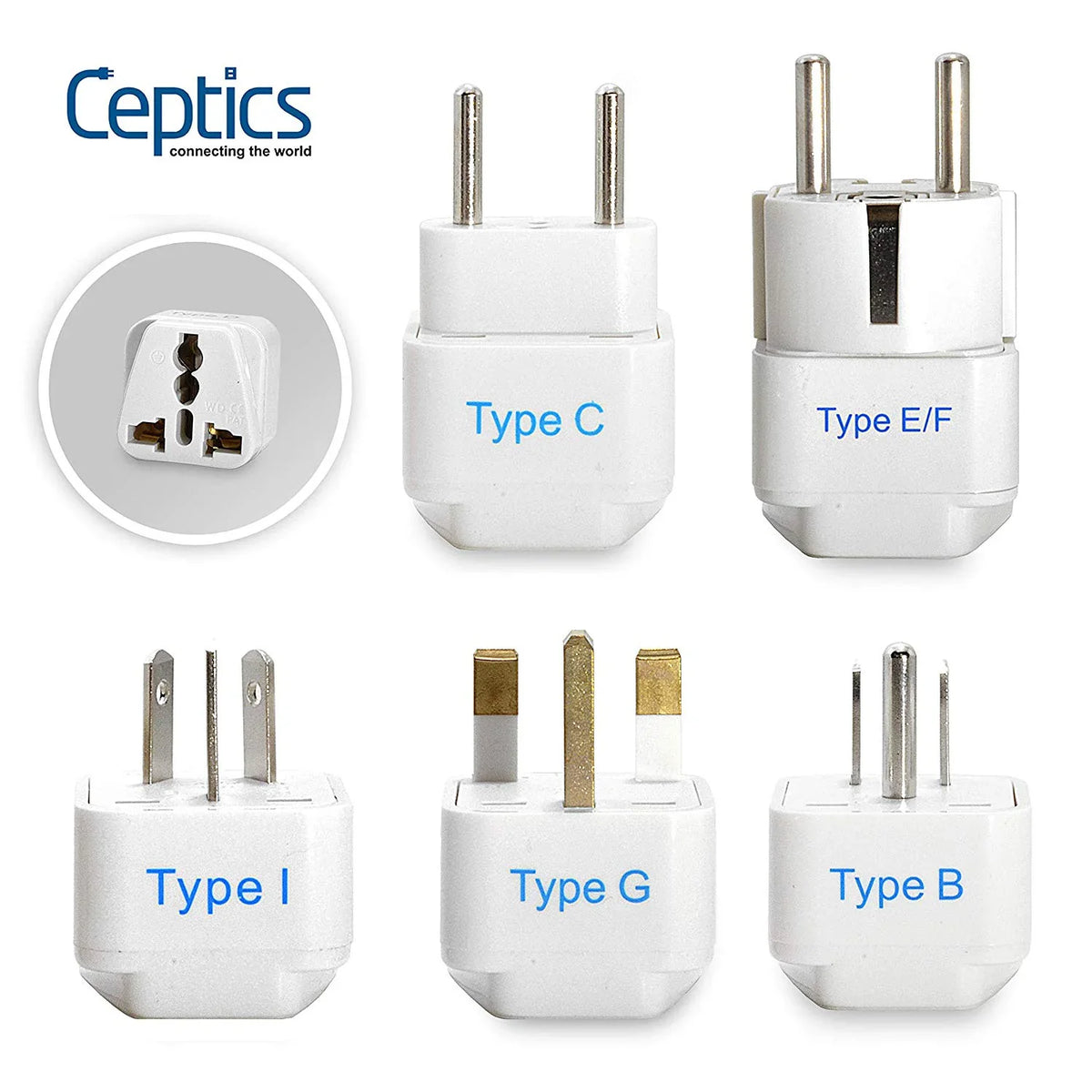 International Travel Adapter Plug Set - 5 pcs - Grounded - GP-5PK image 1