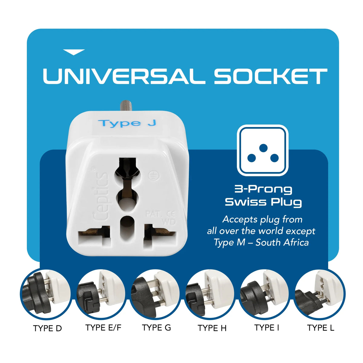 Switzerland travel adapter – Type J – CE & RoHS certified - GP-11A image 4