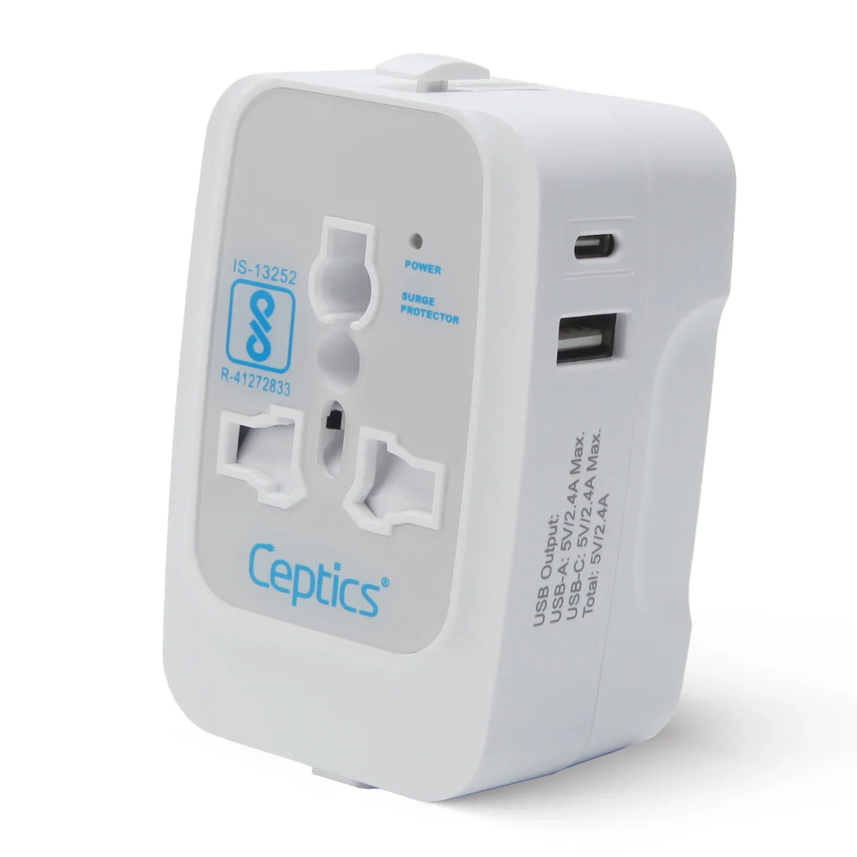 Universal travel adapter with 1 USB-A & 1 USB-C – 3 in 1 travel adapter – CE & FCC certified - UP-10KU image 0
