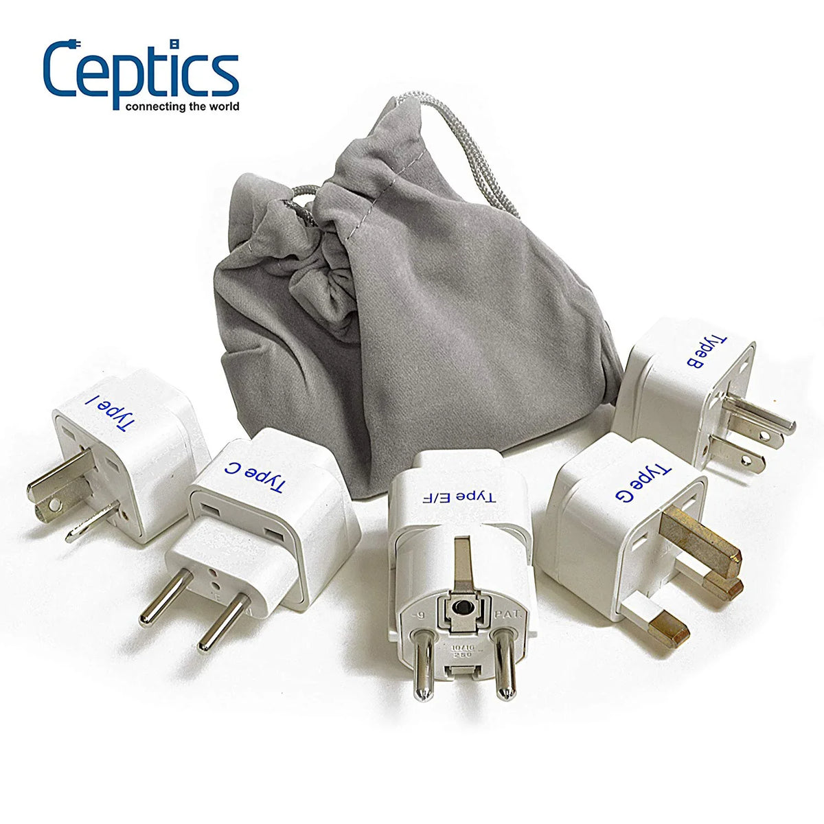 International Travel Adapter Plug Set - 5 pcs - Grounded - GP-5PK image 0