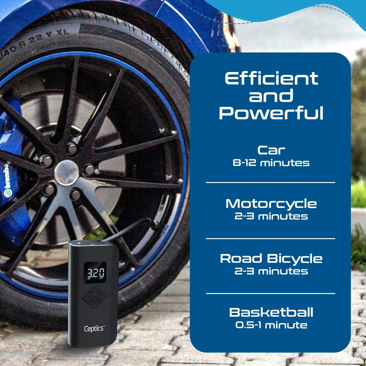 Tyre inflator for car, bike and balls – 150 PSI – Portable & Battery operated - TI-A13 image 7