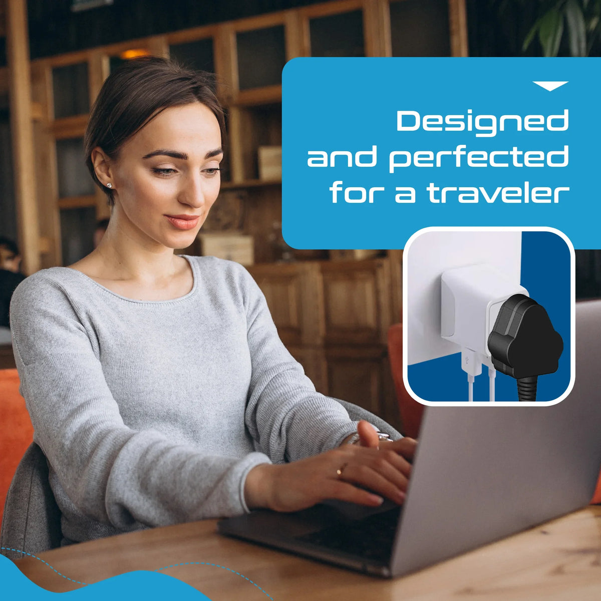 India to USA travel adapter – Type B – 1 USB-A & 1 USB-C – 3 in 1 Plug – CE & RoHS certified - CTUD-5 image 6