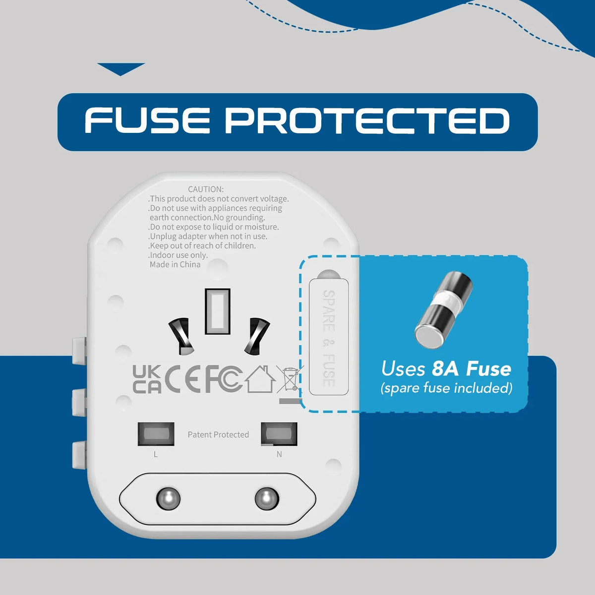 Universal travel adapter – 2 USB-A & 1 USB-C 20W – 4 in 1 travel adapter – CE & RoHS certified - White - UP-8CU-W image 3