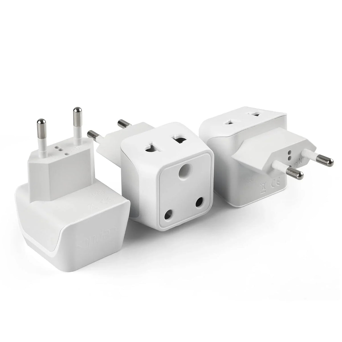 India to Europe travel adapter plug – Type C – 2 in 1 Plug – CE & RoHS certified - CTD-9C - 3 Pack image