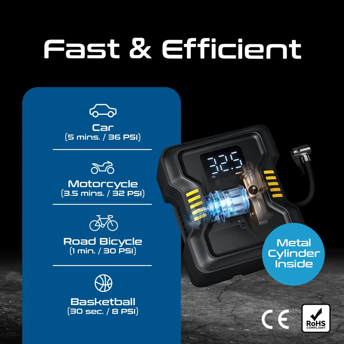 Tyre inflator for car, bike and balls – 150 PSI – 12V socket for fast inflation - TI-S160 image 6
