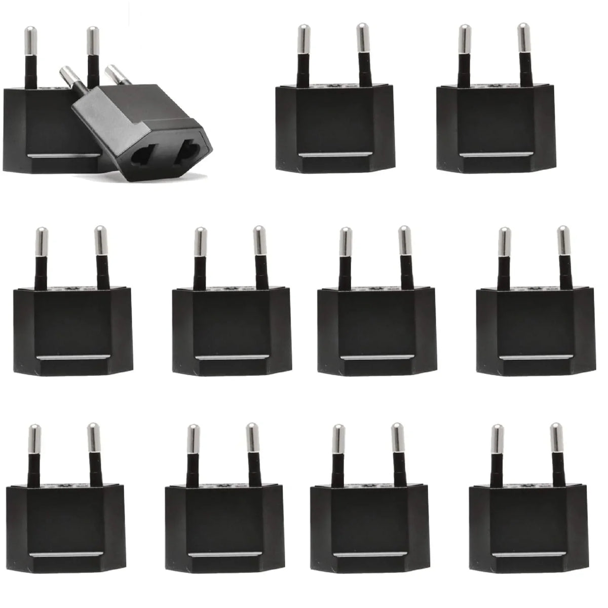 USA to Europe/Asia Plug Adapter - Non Grounded - 12 Pack - UP-12AE image 0