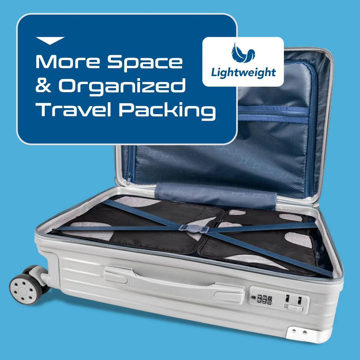 Travel organizer for luggage - Set of 5 cubes - water-resistant fabric - Black - TO-5B image 4