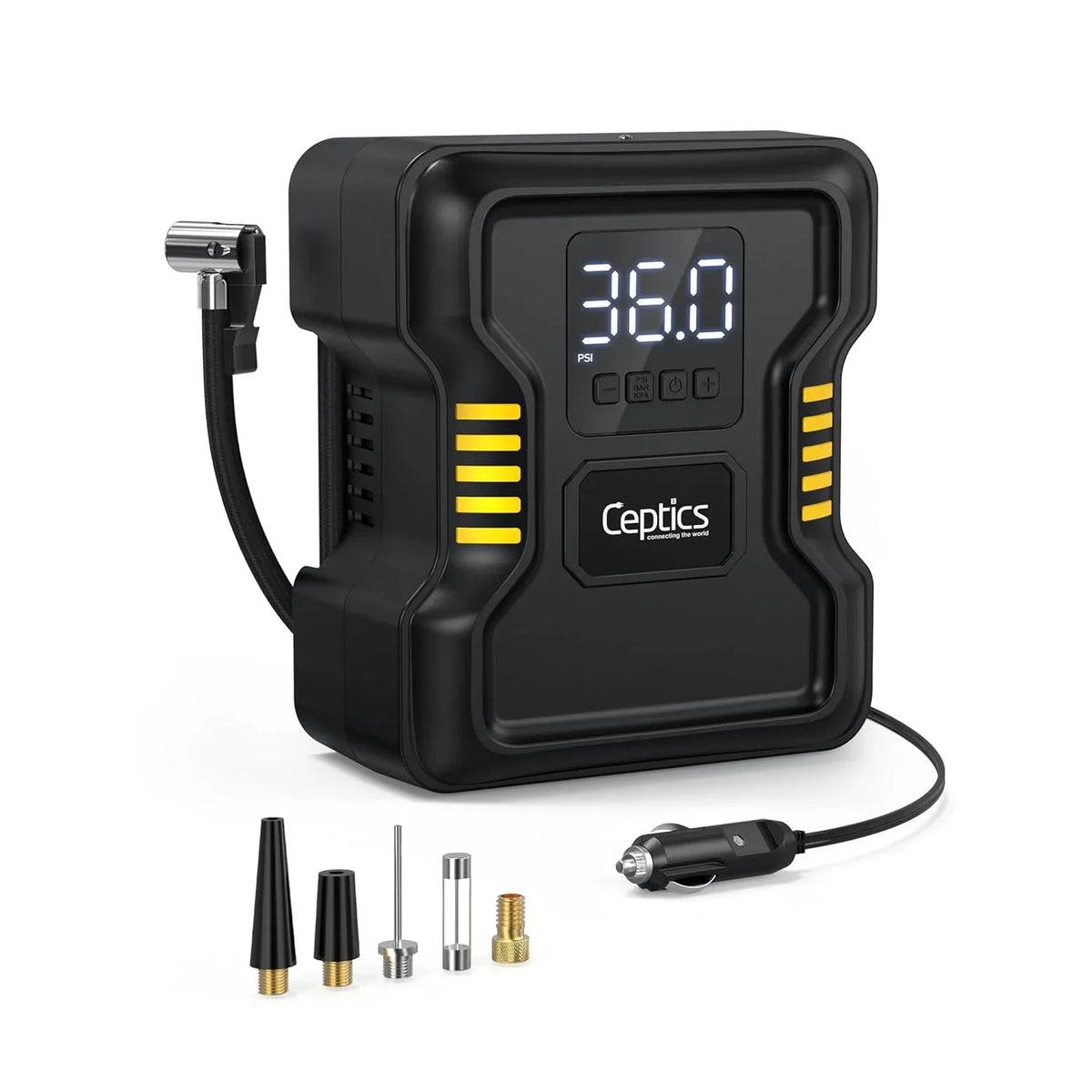 Tyre inflator for car, bike and balls – 150 PSI – 12V socket for fast inflation - TI-S160 image 0
