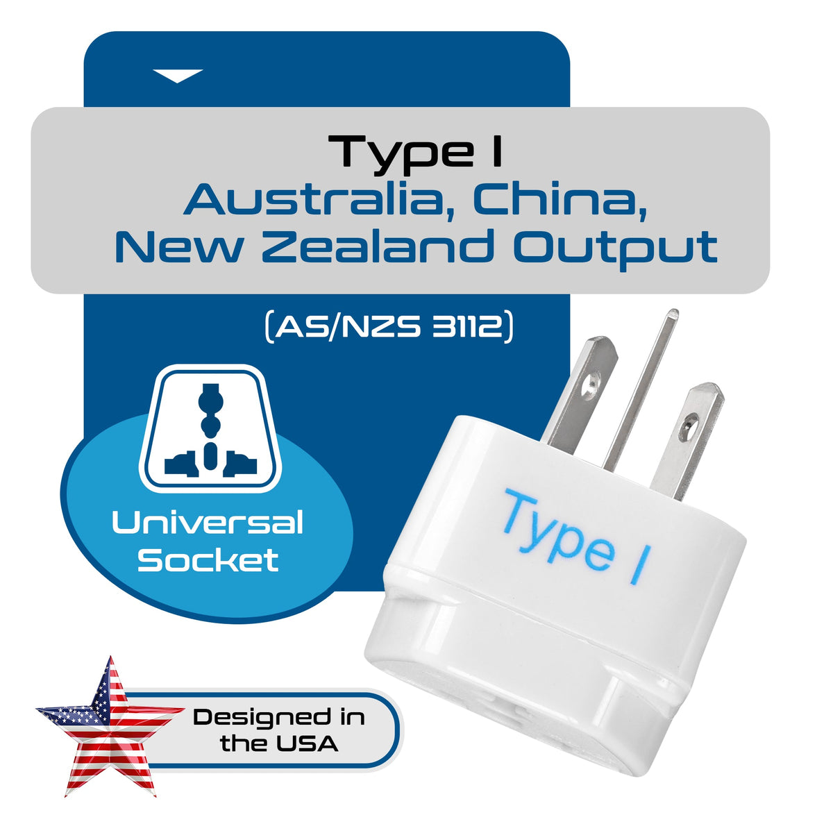 Australia, China travel adapter – Type I – CE & RoHS certified - GP-16 image 5