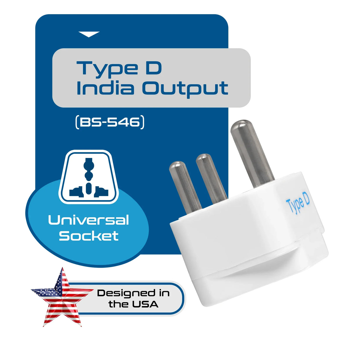 India, Pakistan travel adapter – Type D – CE & RoHS certified - GP-10 image 5