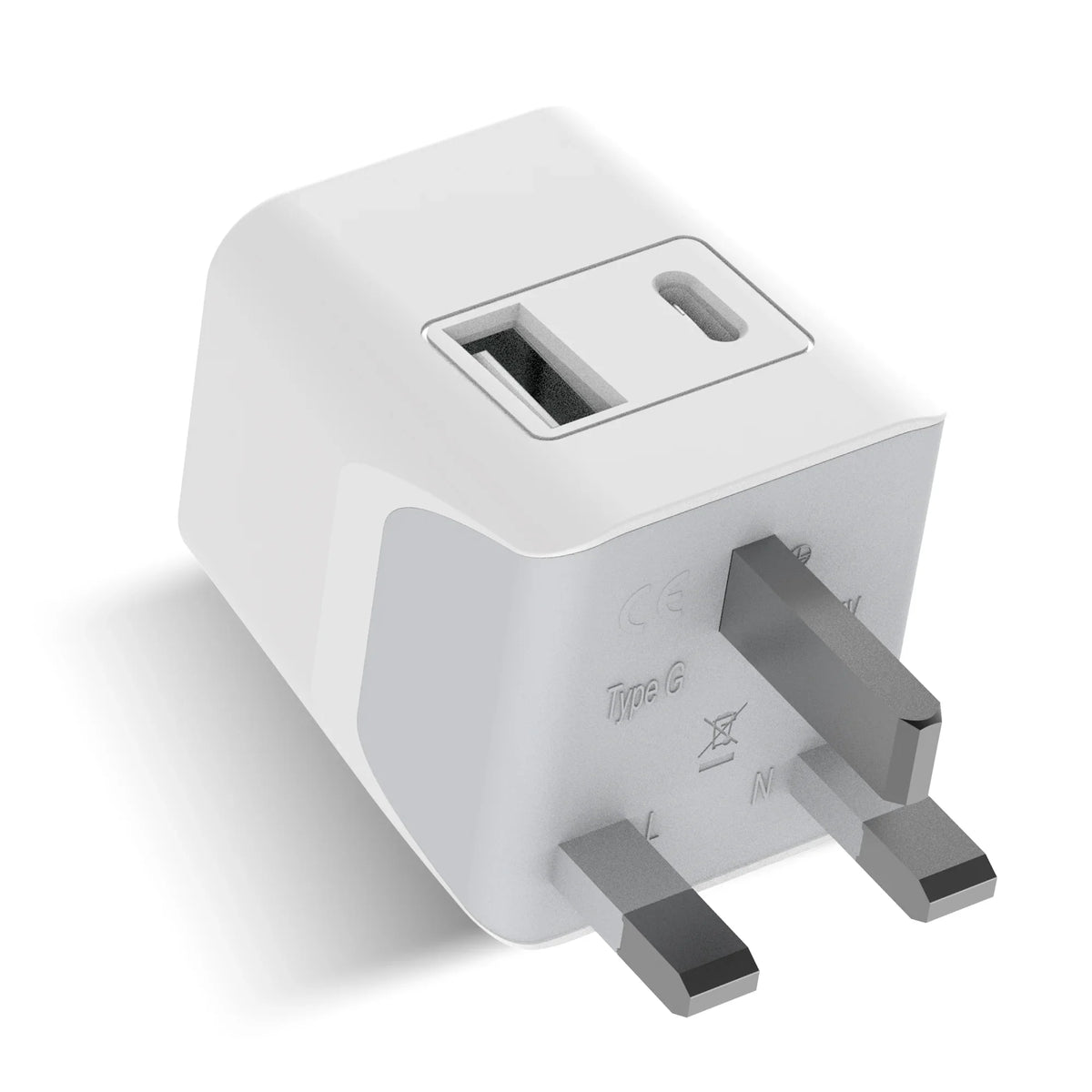 India to UK, UAE travel adapter – Type G – 1 USB-A & 1 USB-C – 3 in 1 Plug – CE & RoHS certified - CTUD-7 image 0