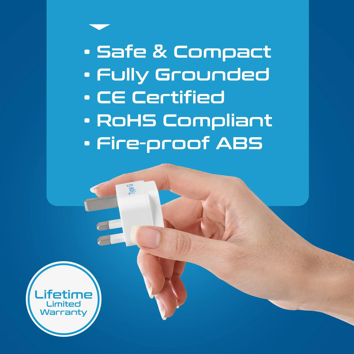 India to UK, Ireland travel adapter plug – Type G – CE & RoHS certified - GP-7 image 8