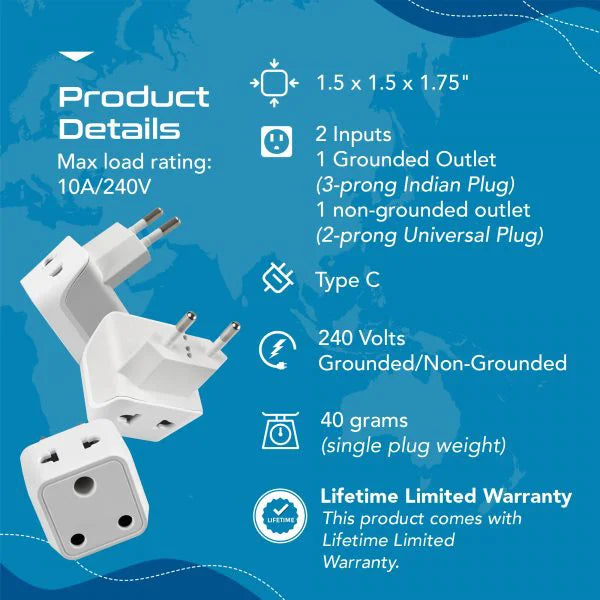 India to Europe travel adapter plug – Type C – 2 in 1 Plug – CE & RoHS certified - CTD-9C image 5