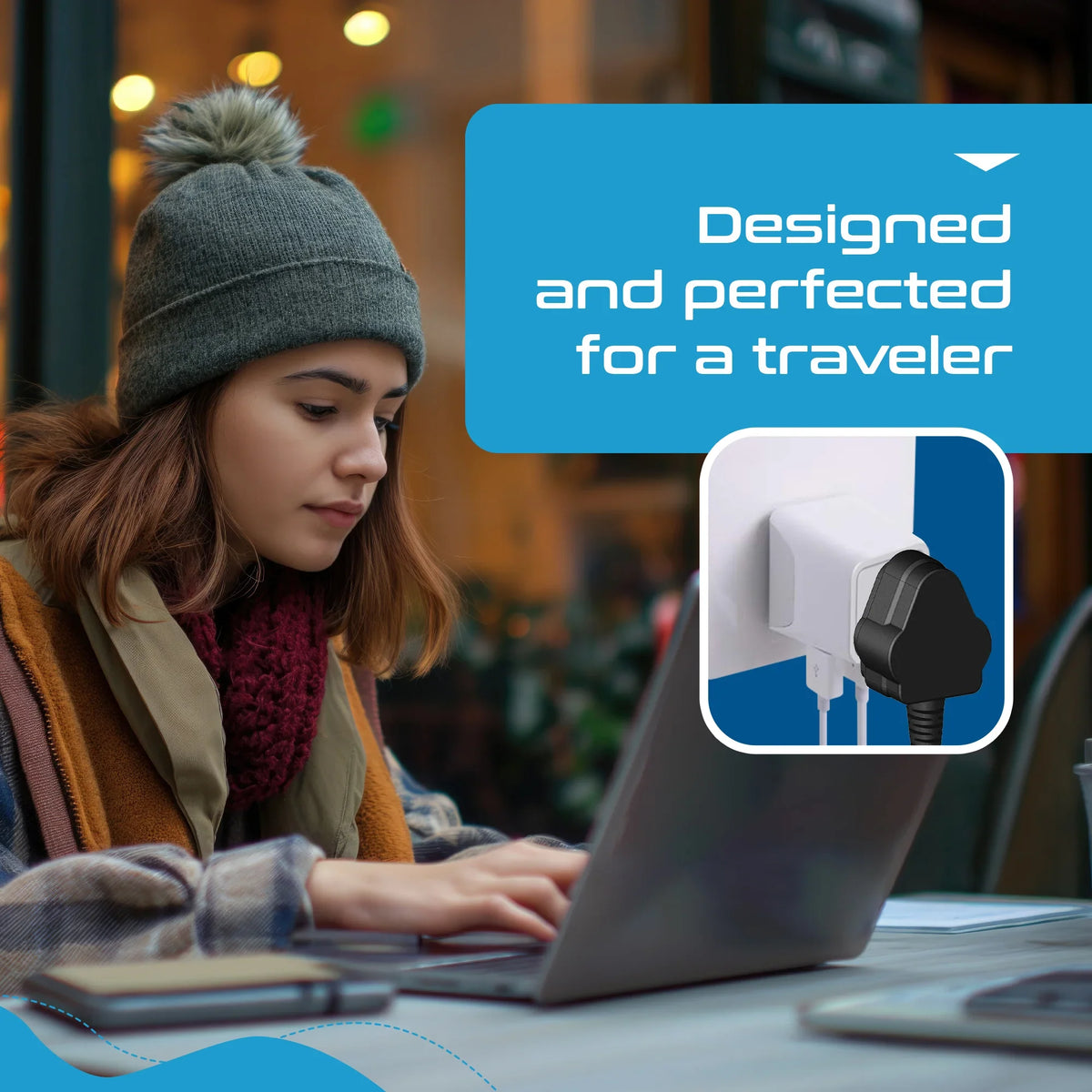 India to Europe travel adapter – Type C – 1 USB-A & 1 USB-C – 3 in 1 Plug – CE & RoHS certified - CTUD-9C image 6