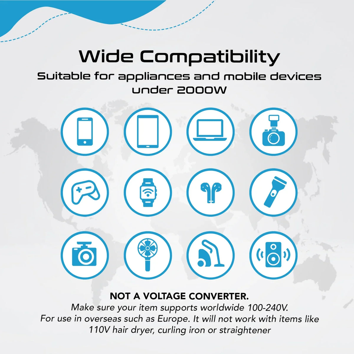 Universal travel adapter – 2 USB-A & 1 USB-C 20W – 4 in 1 travel adapter – CE & RoHS certified - White - UP-8CU-W image 4