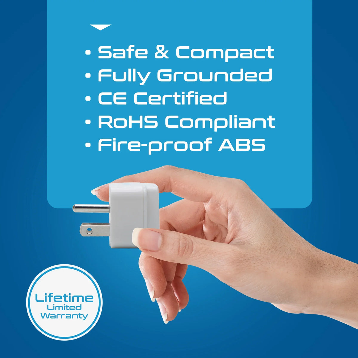 India to USA, Canada travel adapter plug – Type B – CE & RoHS certified - GP-5 image 7