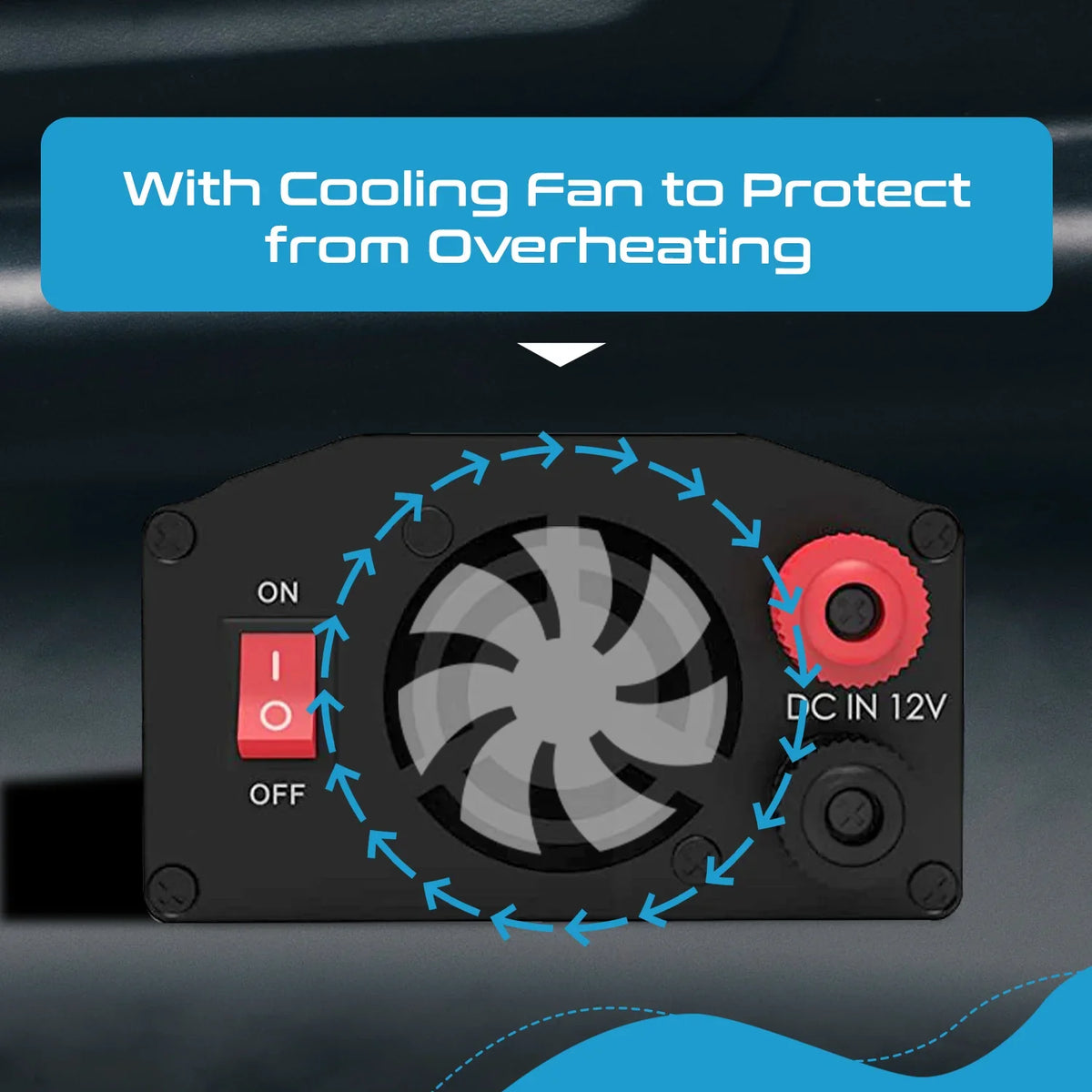 300W car inverter – 1 AC outlet & 2 USB-A – Cigarette lighter plug & Battery terminals – CE & FCC certified - PI-300W2U image 6