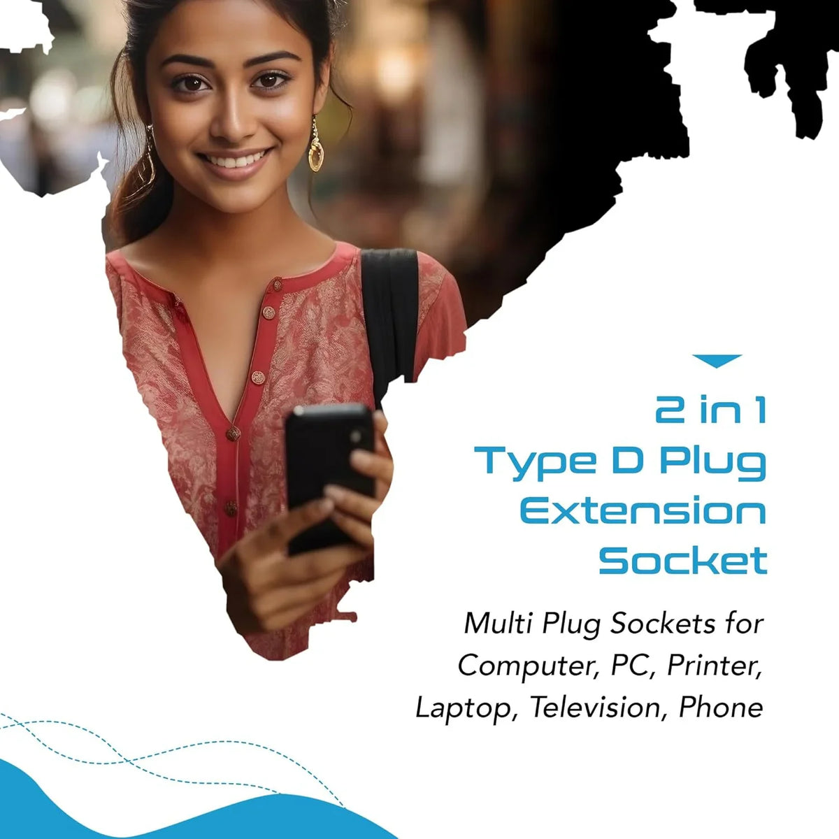 3 Pin Multi Plug Socket - Type D - 2 in 1 Plug - CE & RoHS certified - CTD-10 image 3