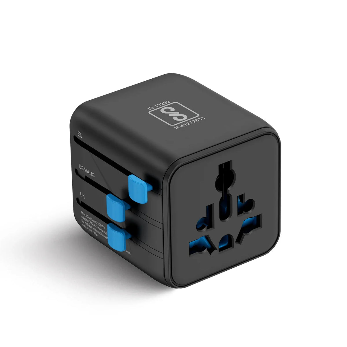 Universal travel adapter – 1 universal input & 1 N. America/Japan input – 2 in 1 travel adapter – CE & RoHS certified image 0