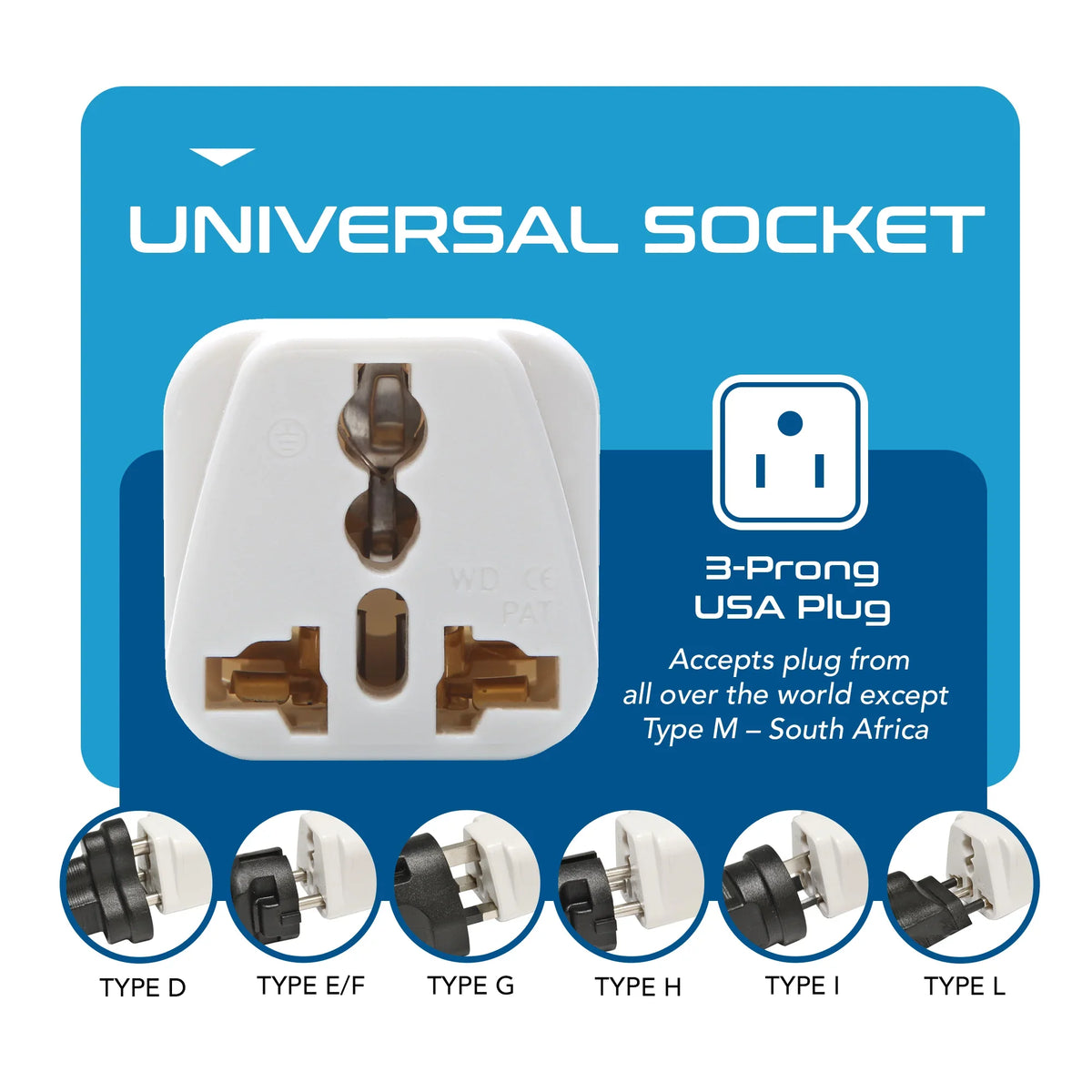 India to USA, Canada travel adapter plug – Type B – CE & RoHS certified - GP-5 image 4
