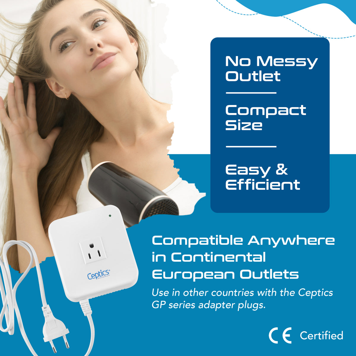 300W Step down converter – 220v to 110v voltage converter – Compact & Noise-free – CE certified – PC-300D