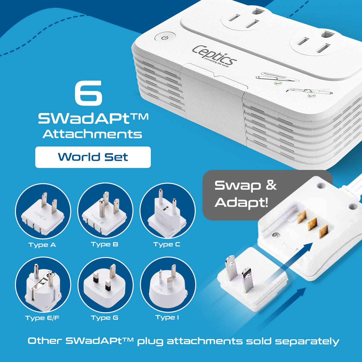 230W Travel Voltage Converter - 2 Outlets + 1 USB C + 3 USB A QC 3.0 - 220V to 110V (PU-200X-WS)