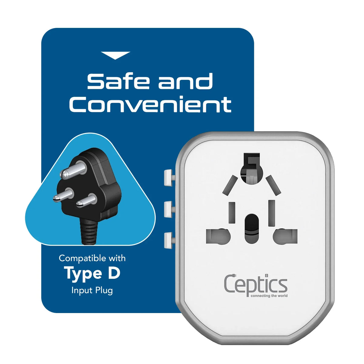 Universal travel adapter – 2 USB-A & 1 USB-C 20W – 4 in 1 travel adapter – CE & RoHS certified - White - UP-8CU-W image 2