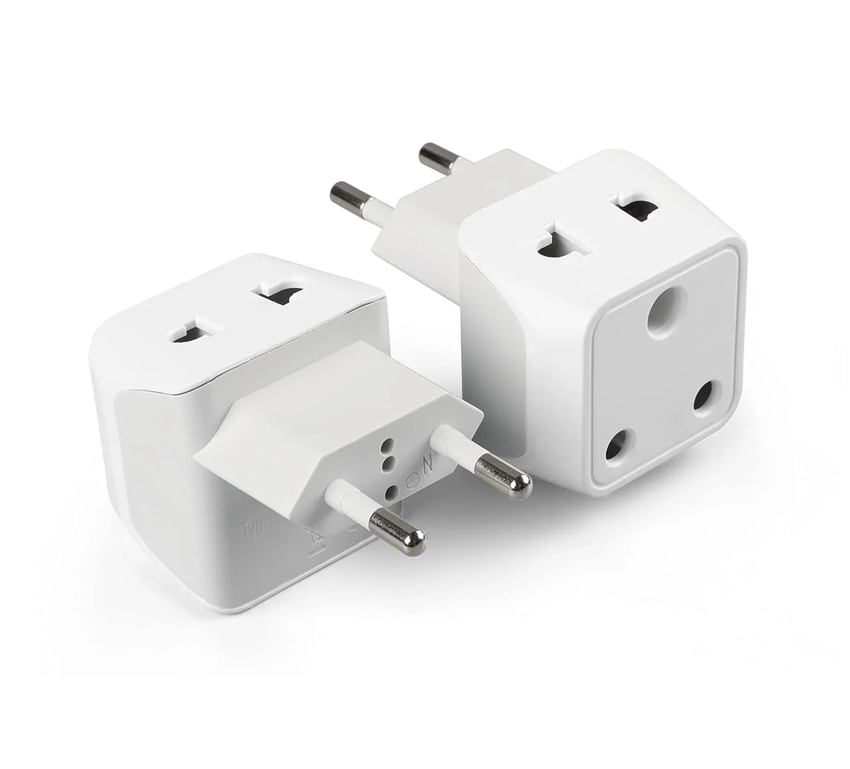 India to Europe travel adapter plug – Type C – 2 in 1 Plug – CE & RoHS certified - CTD-9C - 2 Pack image