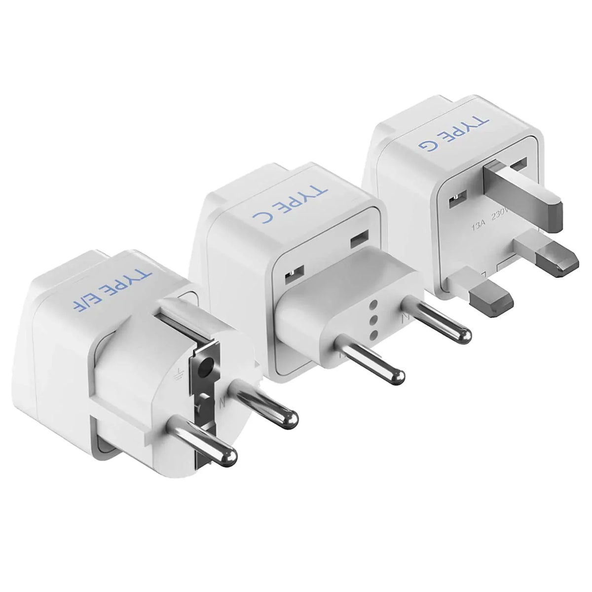 Europe travel adapter set – Type C, E/F & G – CE & RoHS certified - EU-3SET image 0
