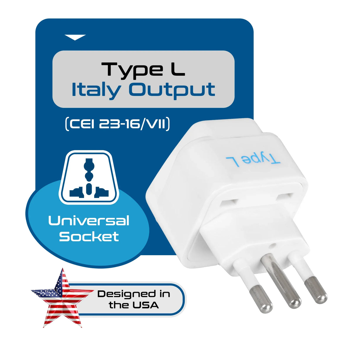 Italy travel adapter – Type L – CE & RoHS certified - GP-12A image 5