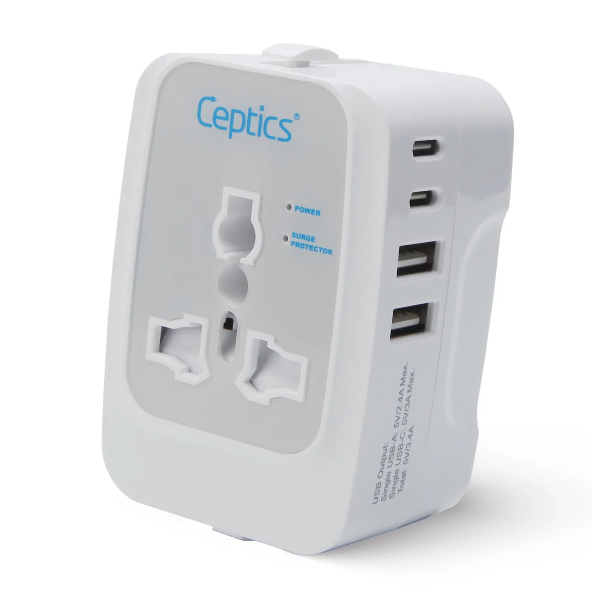 Universal travel adapter with 2 USB-A & 2 USB-C – 5 in 1 travel adapter – CE & FCC certified - UP-13KU - 1 Pack image