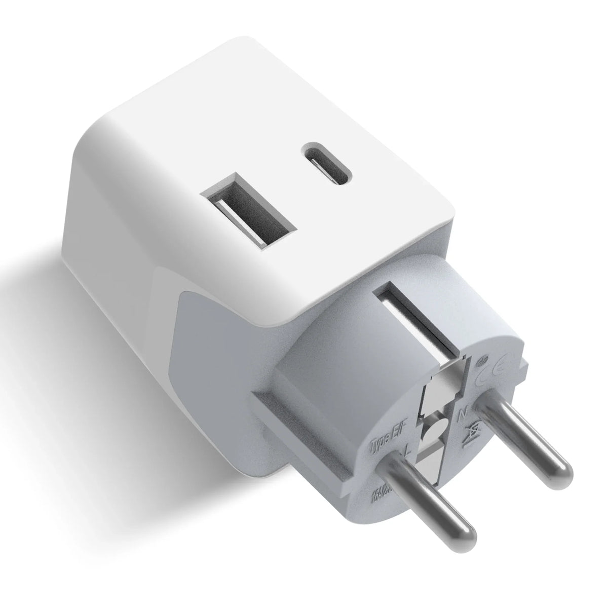 India to Europe travel adapter – Type E/F – 1 USB-A & 1 USB-C – 3 in 1 Plug – CE & RoHS certified - CTUD-9 image 0