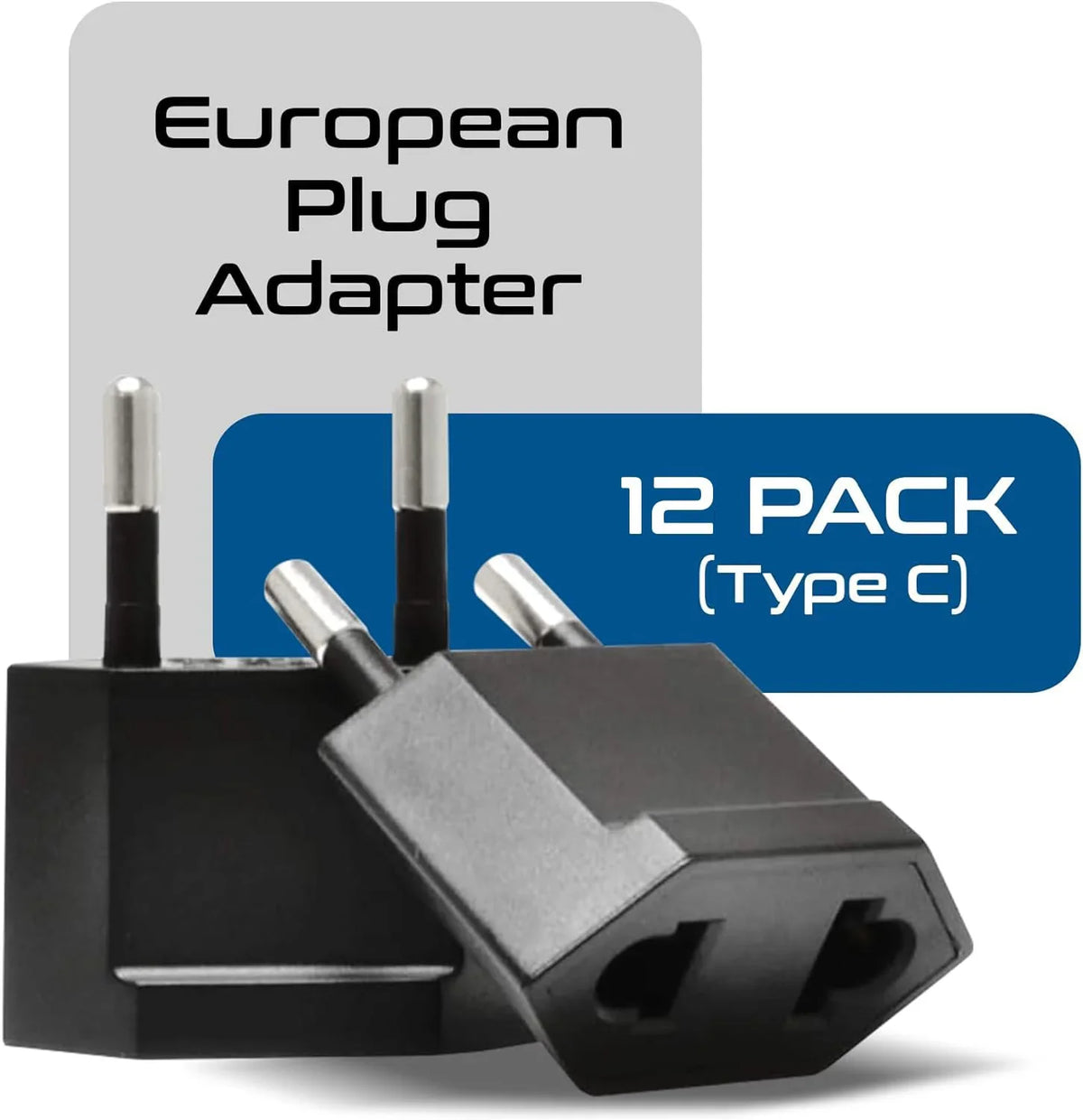 USA to Europe/Asia Plug Adapter - Non Grounded - 12 Pack - UP-12AE image 1