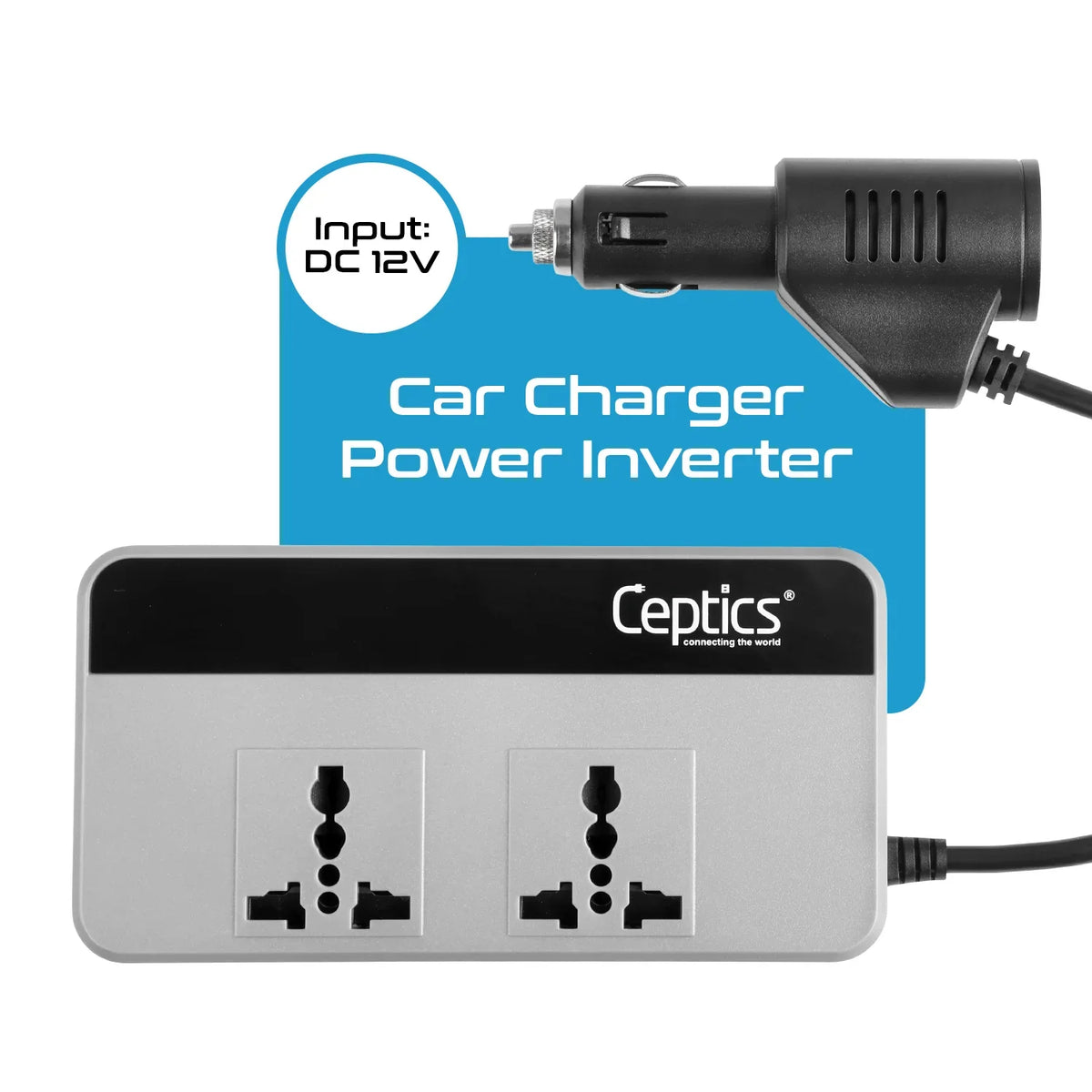 200W car inverter – 2 AC outlets & 2 USB-A & 2 USB-C – Cigarette lighter plug – CE & FCC certified - PI-200W4U image 1