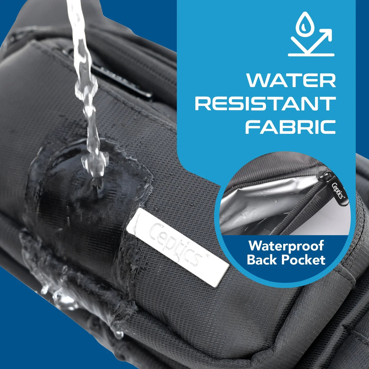 Waist bag for travel - 4 different size pockets - Water resistant and RFID safe - Black - WB-4B image 4