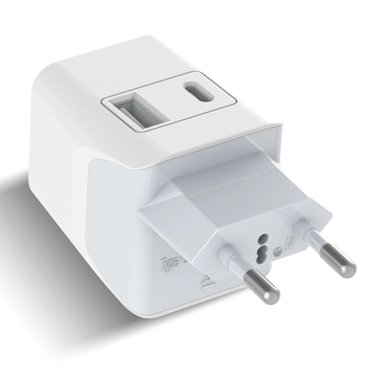 India to Europe travel adapter – Type C – 1 USB-A & 1 USB-C – 3 in 1 Plug – CE & RoHS certified - CTUD-9C image 0