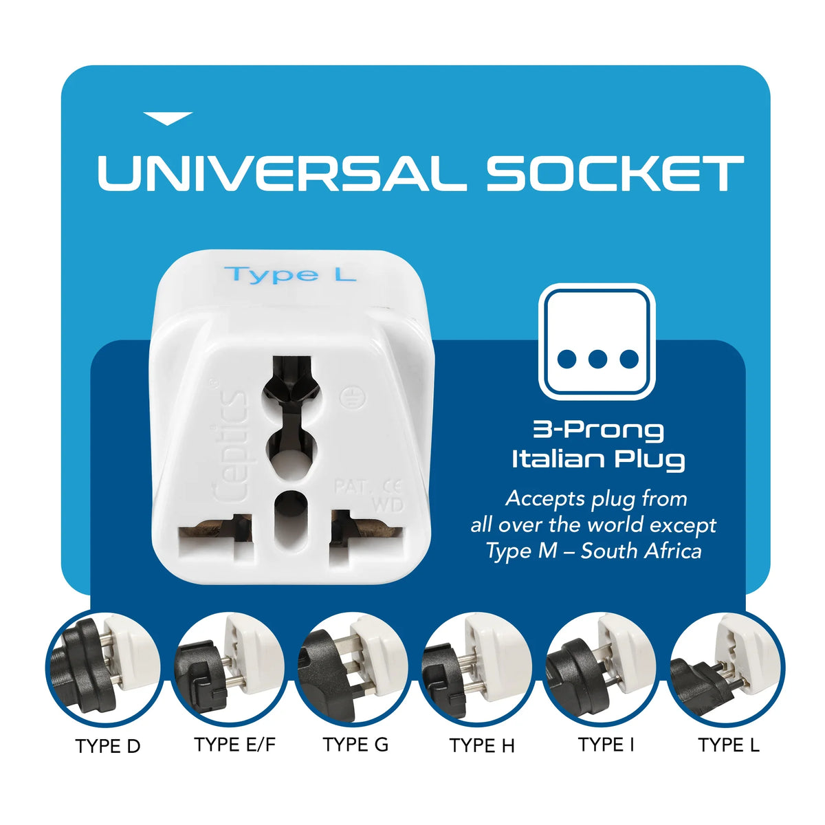 Italy travel adapter – Type L – CE & RoHS certified - GP-12A image 4