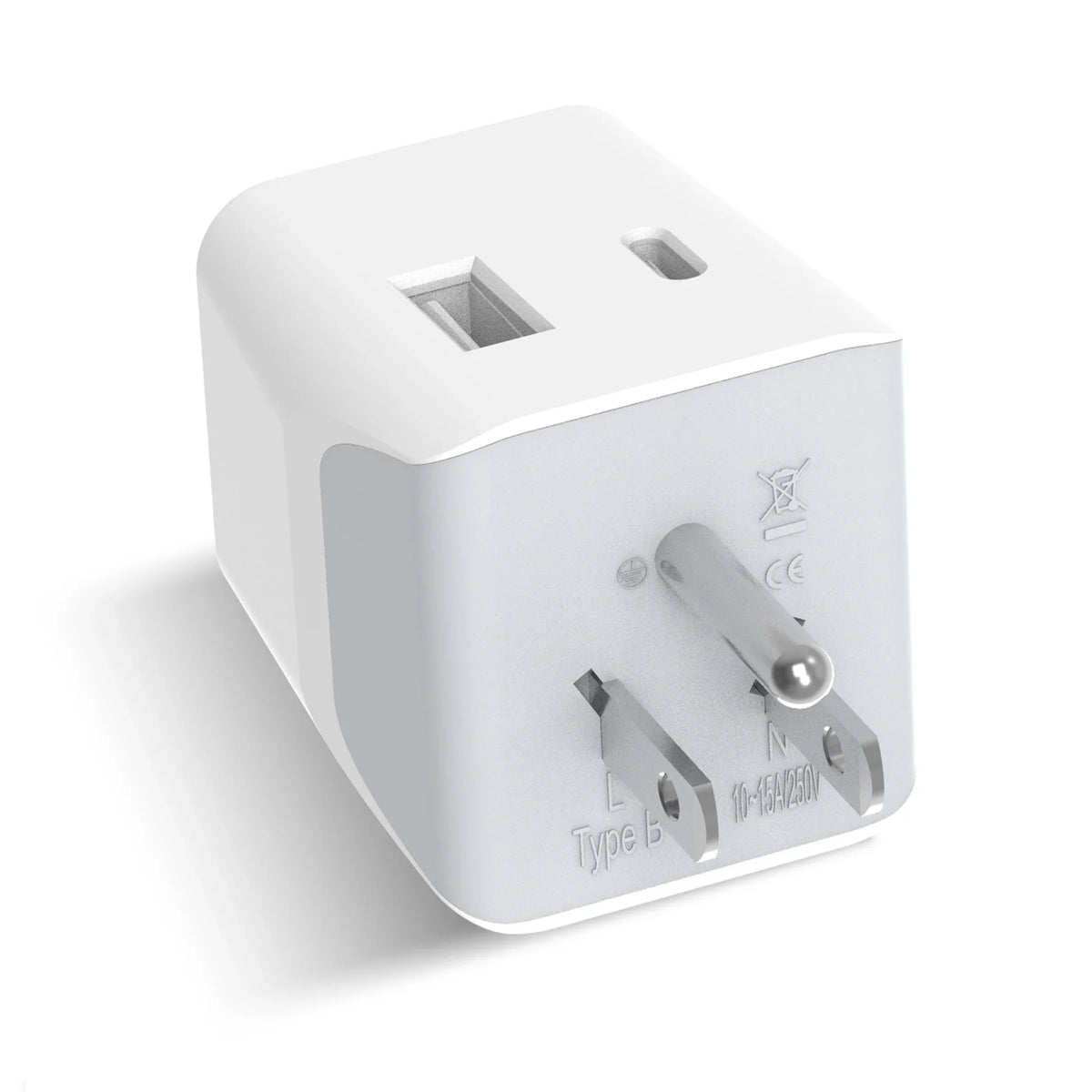 India to USA travel adapter – Type B – 1 USB-A & 1 USB-C – 3 in 1 Plug – CE & RoHS certified - CTUD-5 image 0